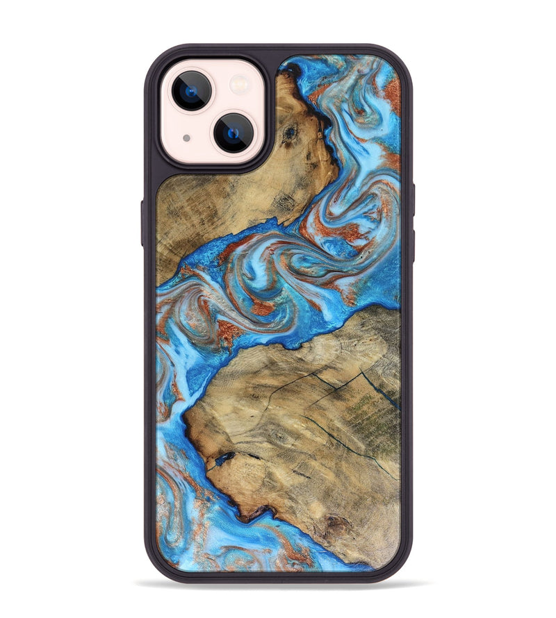 iPhone 14 Plus Wood Phone Case - Kizzie (Teal & Gold, 816480)