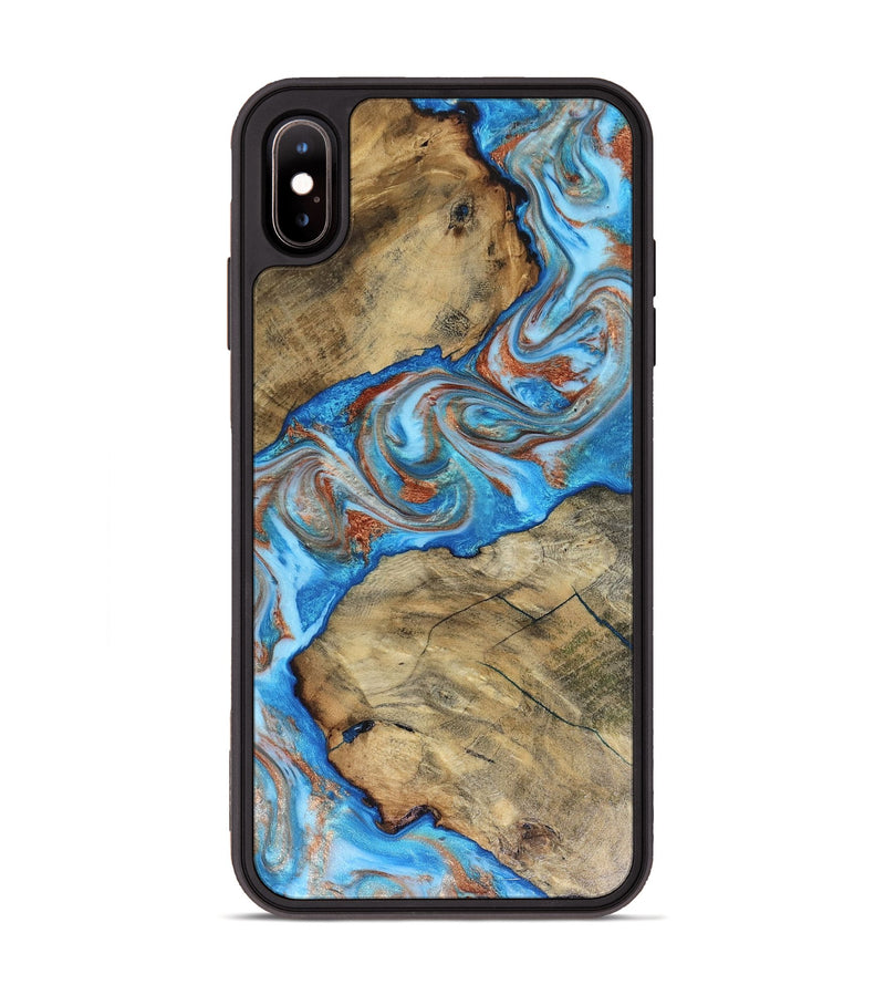 iPhone Xs Max Wood Phone Case - Kizzie (Teal & Gold, 816480)