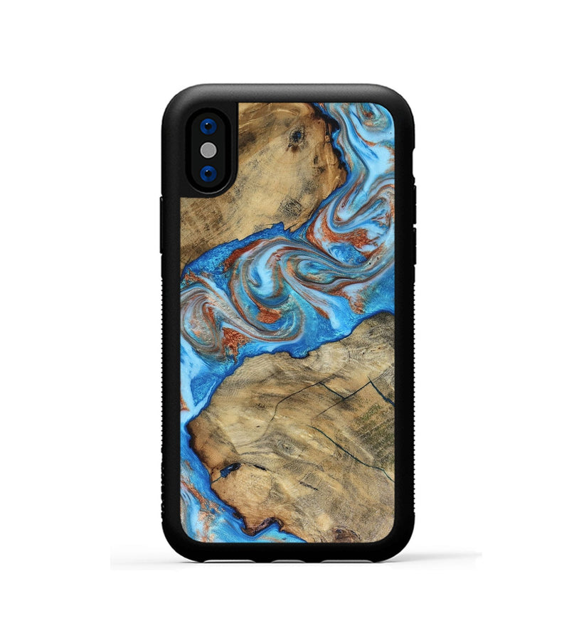 iPhone Xs Wood Phone Case - Kizzie (Teal & Gold, 816480)