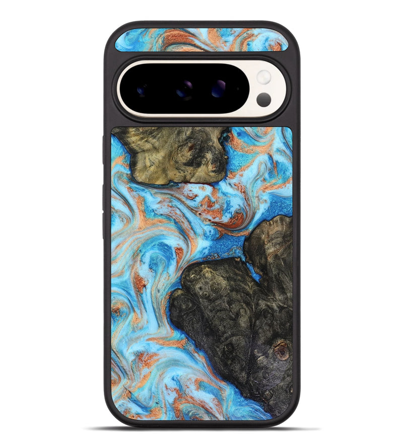 Pixel 9 Pro XL Wood Phone Case - Unique (Teal & Gold, 816493)