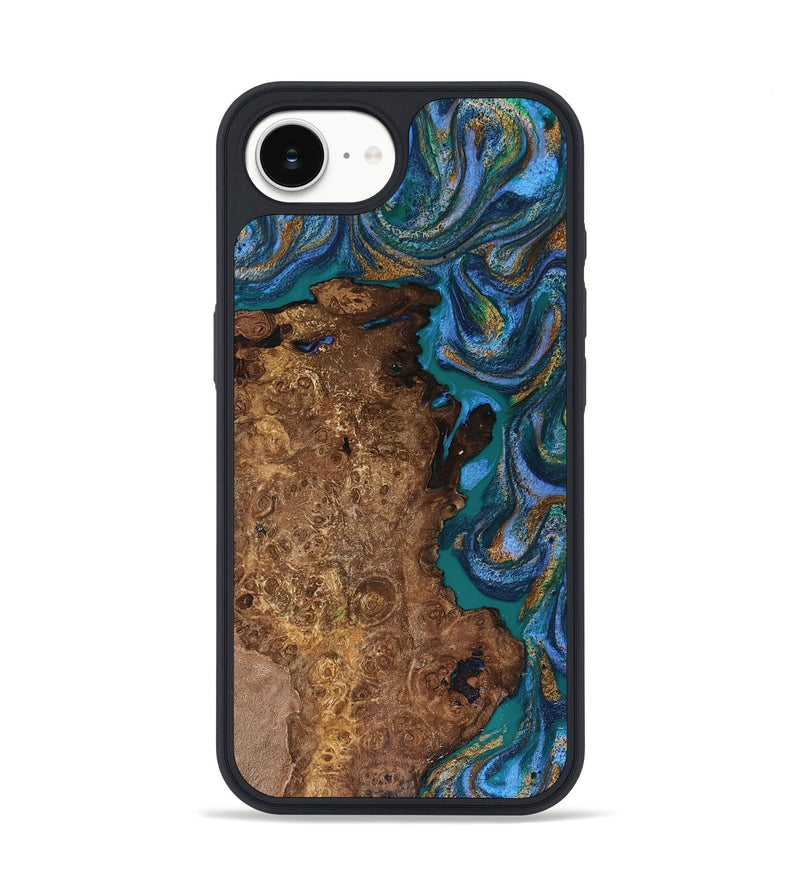 iPhone 17e Wood Phone Case - Cleta (Teal & Gold, 816494)