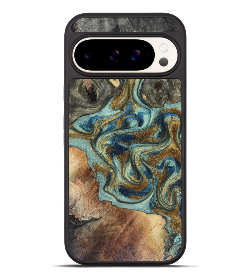 Pixel 9 Pro XL Wood Phone Case - Clover (Teal & Gold, 816495)