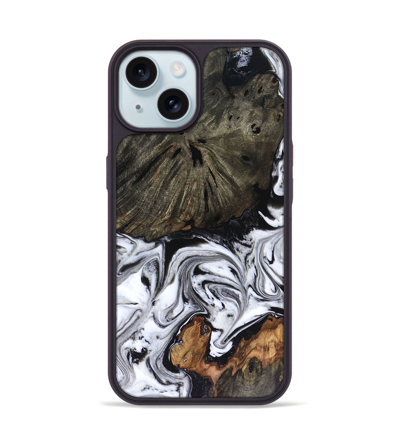 iPhone 15 Wood Phone Case - Carrie (Black & White, 816510)