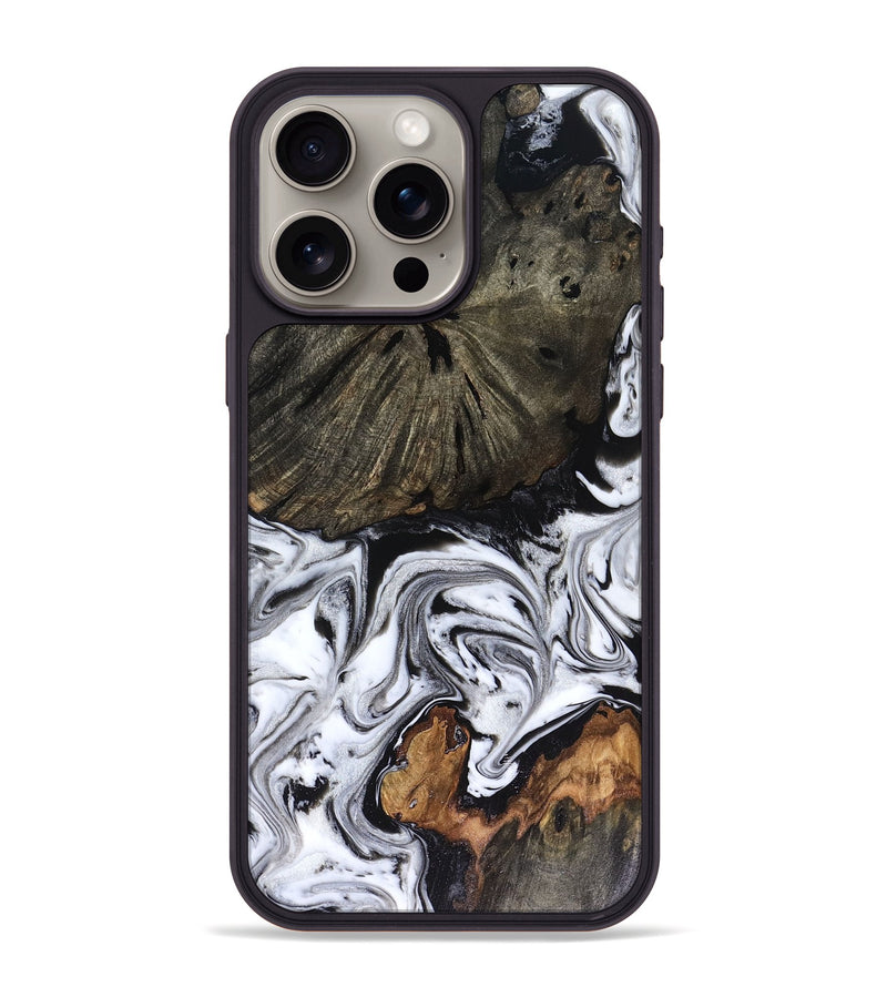 iPhone 15 Pro Max Wood Phone Case - Carrie (Black & White, 816510)