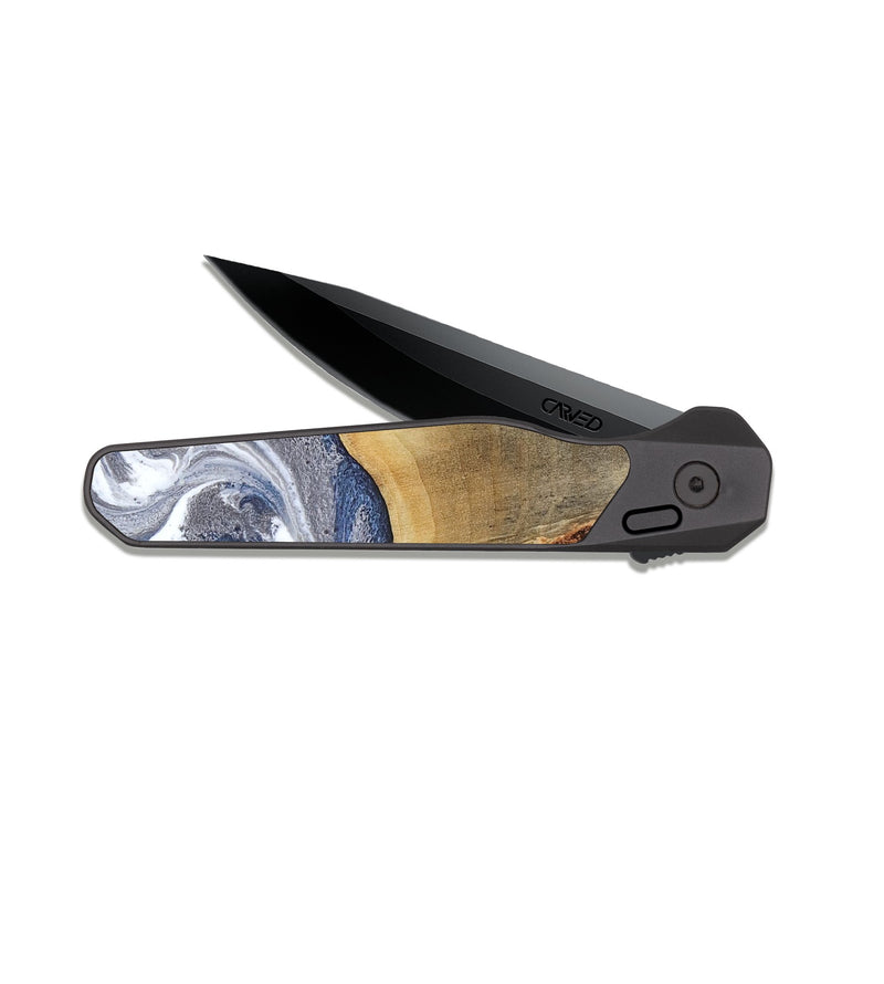 EDC Dark Slate Wood Pocket Knife - Shante (Blue, 816522)