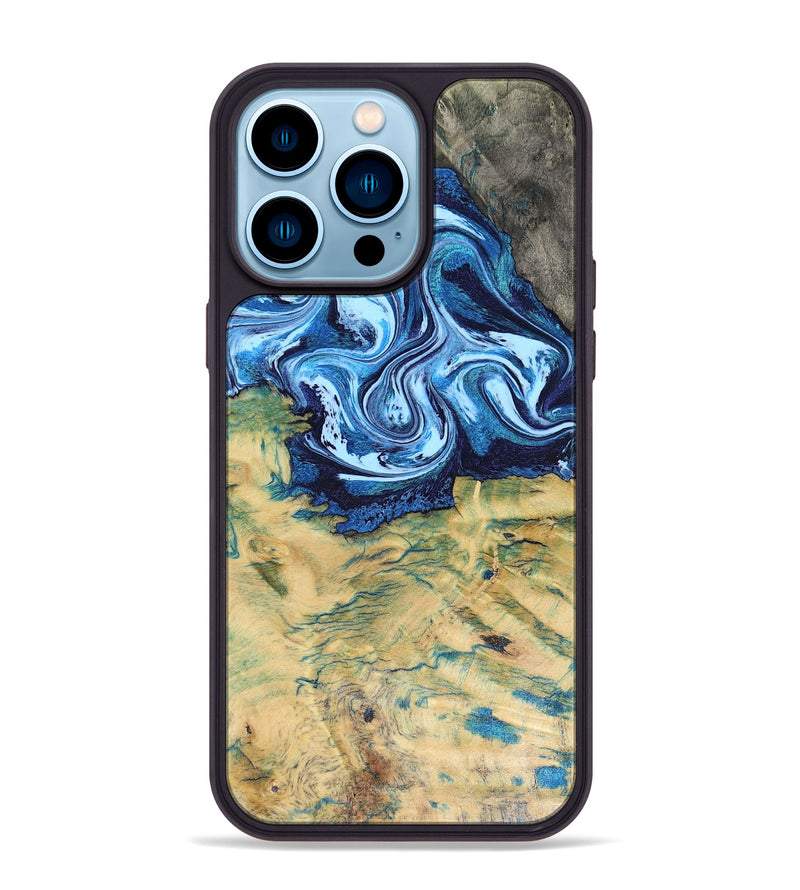 iPhone 14 Pro Max Wood Phone Case - Lotta (Blue, 816525)