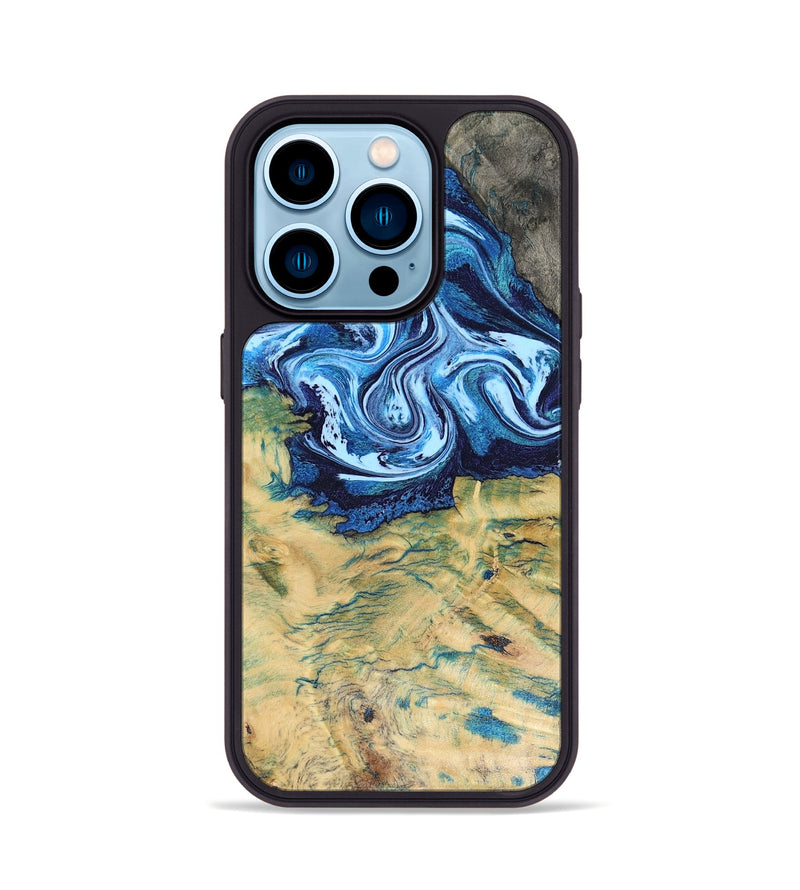 iPhone 14 Pro Wood Phone Case - Lotta (Blue, 816525)