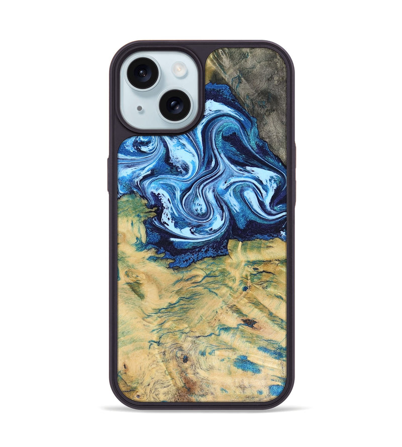 iPhone 15 Wood Phone Case - Lotta (Blue, 816525)