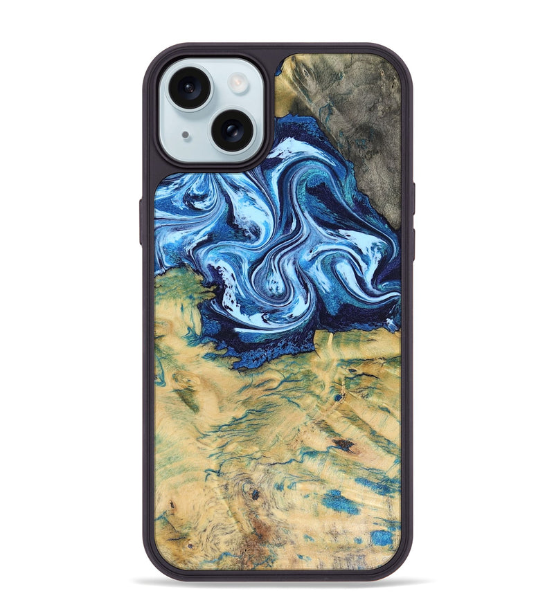 iPhone 15 Plus Wood Phone Case - Lotta (Blue, 816525)