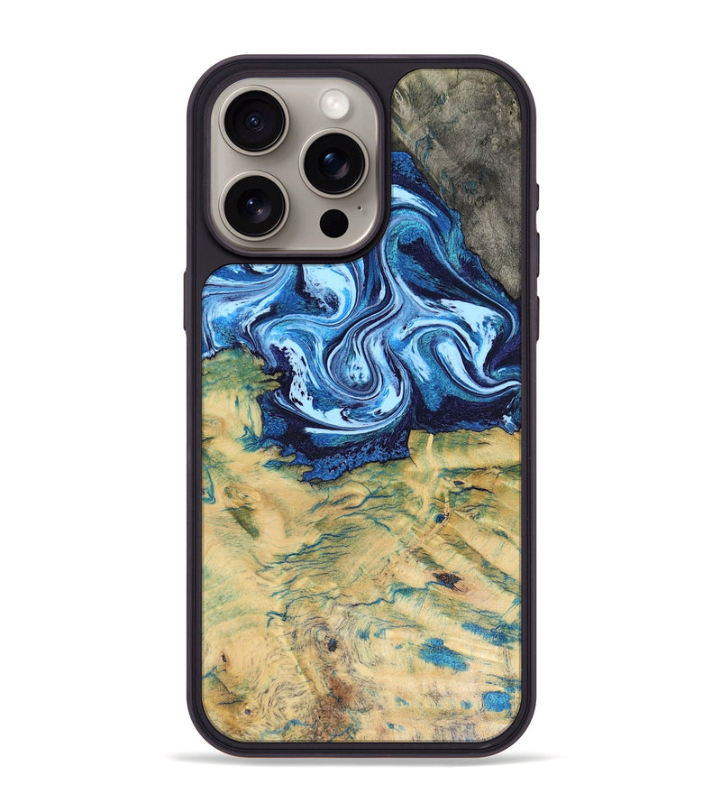 iPhone 15 Pro Max Wood Phone Case - Lotta (Blue, 816525)