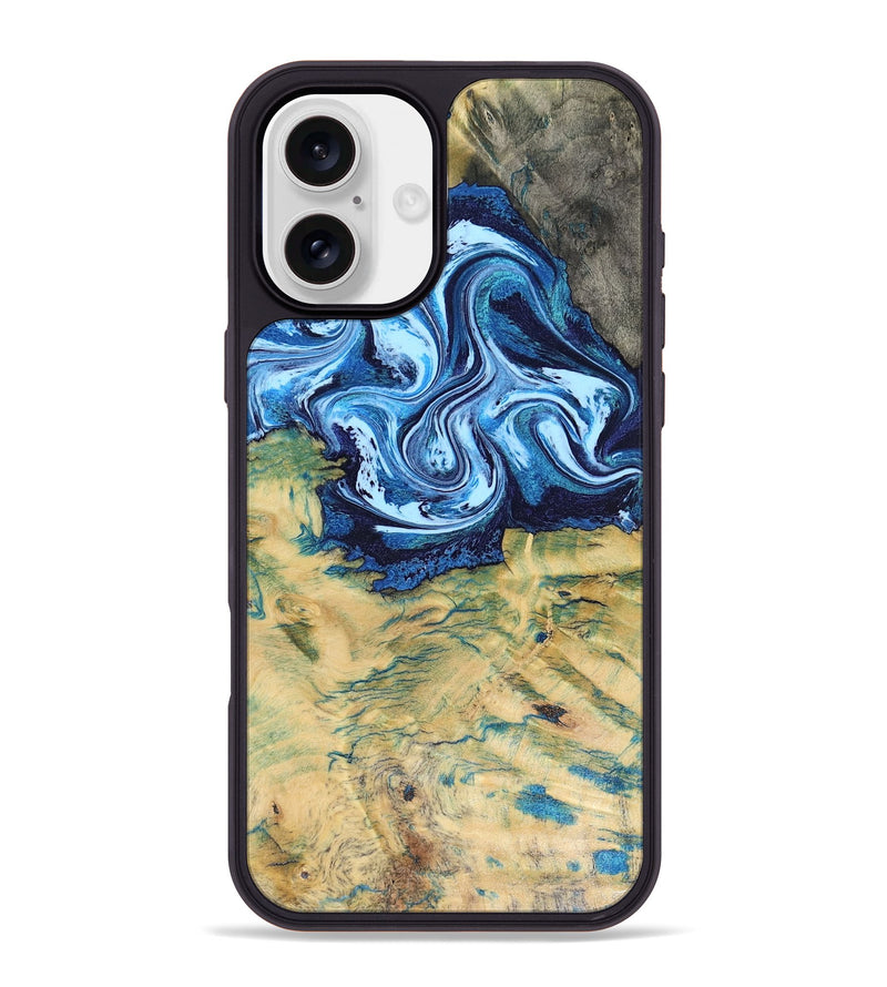 iPhone 16 Plus Wood Phone Case - Lotta (Blue, 816525)