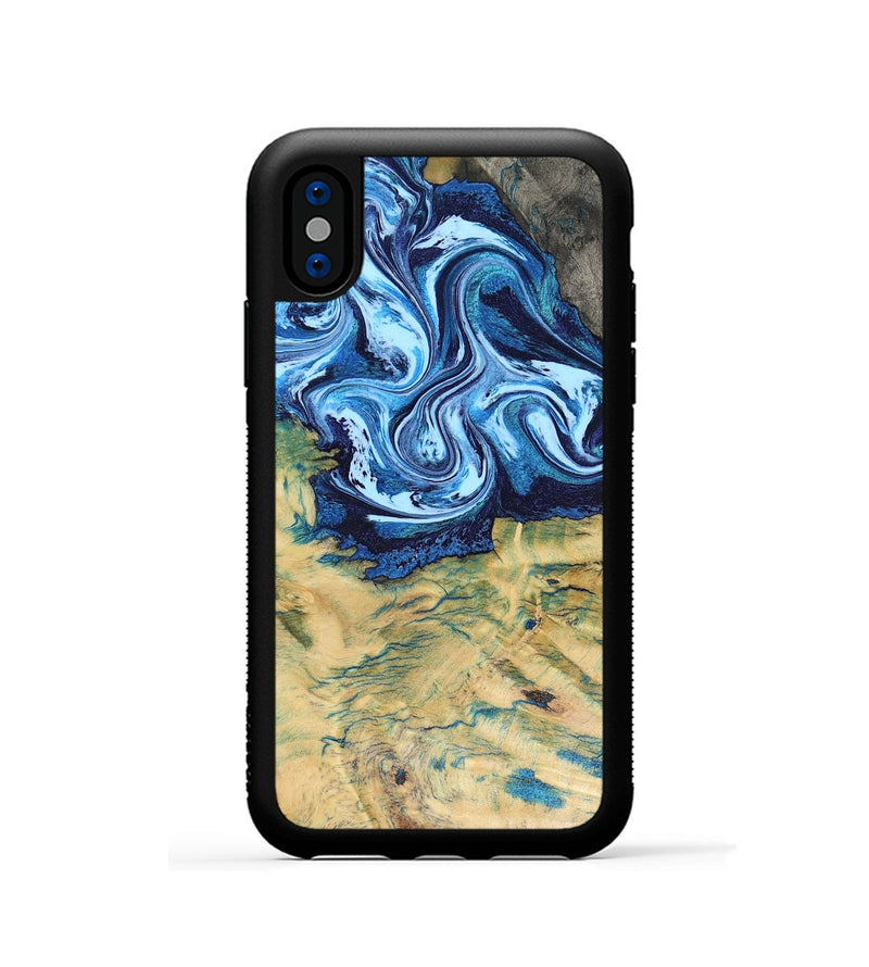 iPhone Xs Wood Phone Case - Lotta (Blue, 816525)