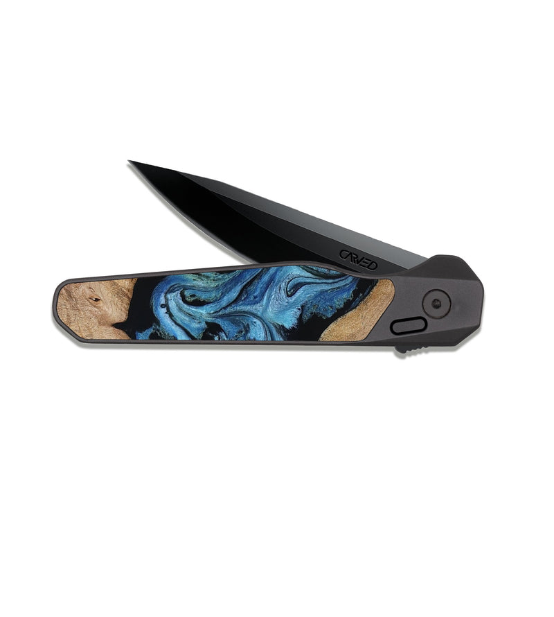 EDC Dark Slate Wood Pocket Knife - Sibyl (Blue, 816526)