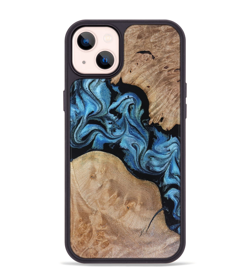 iPhone 14 Plus Wood Phone Case - Sibyl (Blue, 816526)