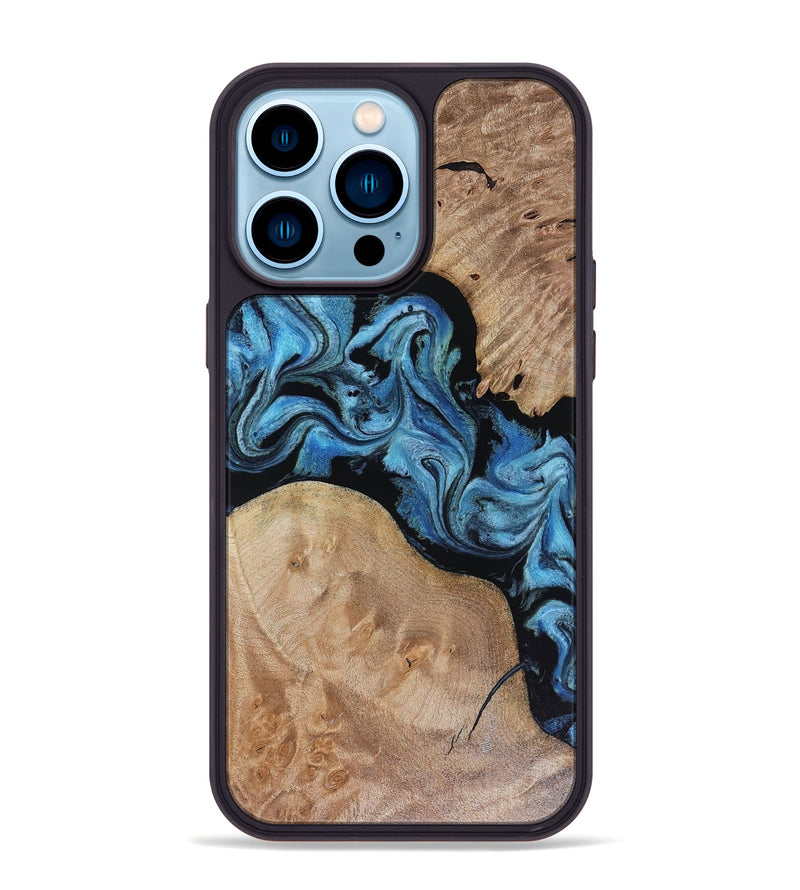 iPhone 14 Pro Max Wood Phone Case - Sibyl (Blue, 816526)