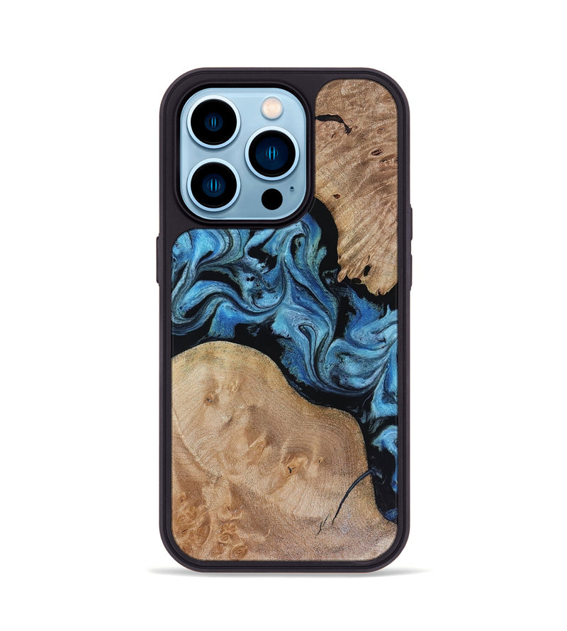 iPhone 14 Pro Wood Phone Case - Sibyl (Blue, 816526)