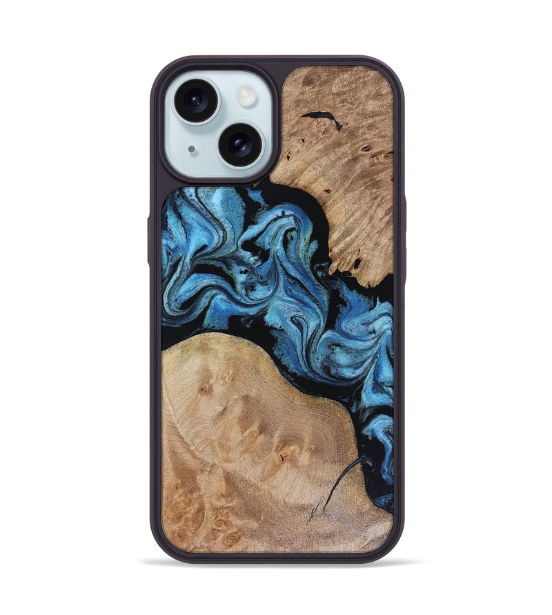iPhone 15 Wood Phone Case - Sibyl (Blue, 816526)