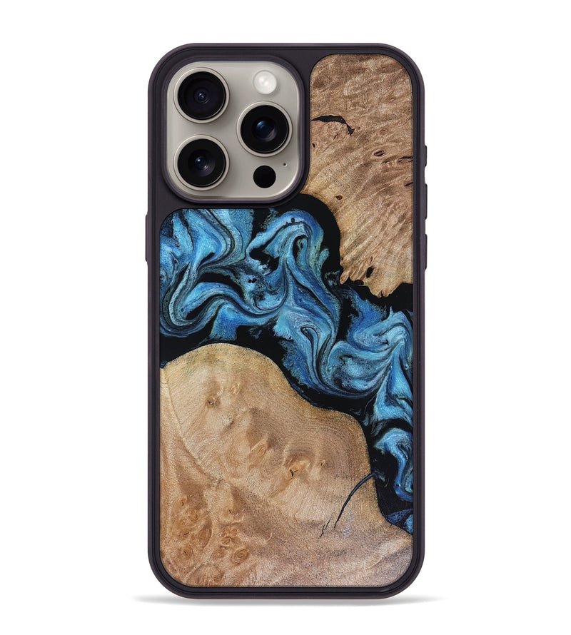 iPhone 15 Pro Max Wood Phone Case - Sibyl (Blue, 816526)