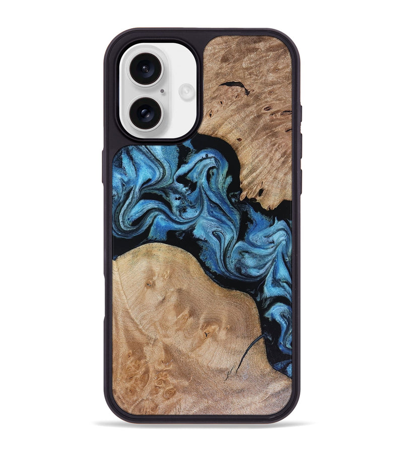 iPhone 16 Plus Wood Phone Case - Sibyl (Blue, 816526)