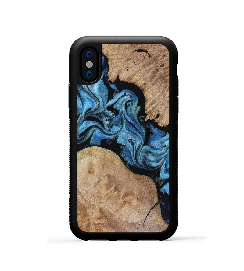 iPhone Xs Wood Phone Case - Sibyl (Blue, 816526)