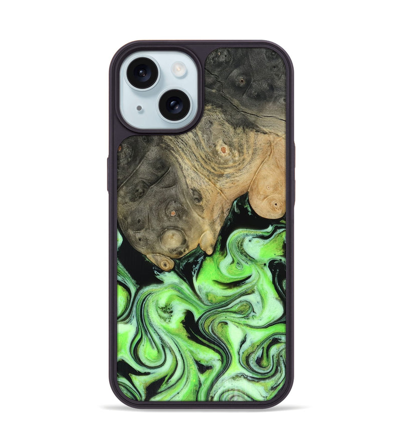 iPhone 15 Wood Phone Case - Dash (Green, 816527)