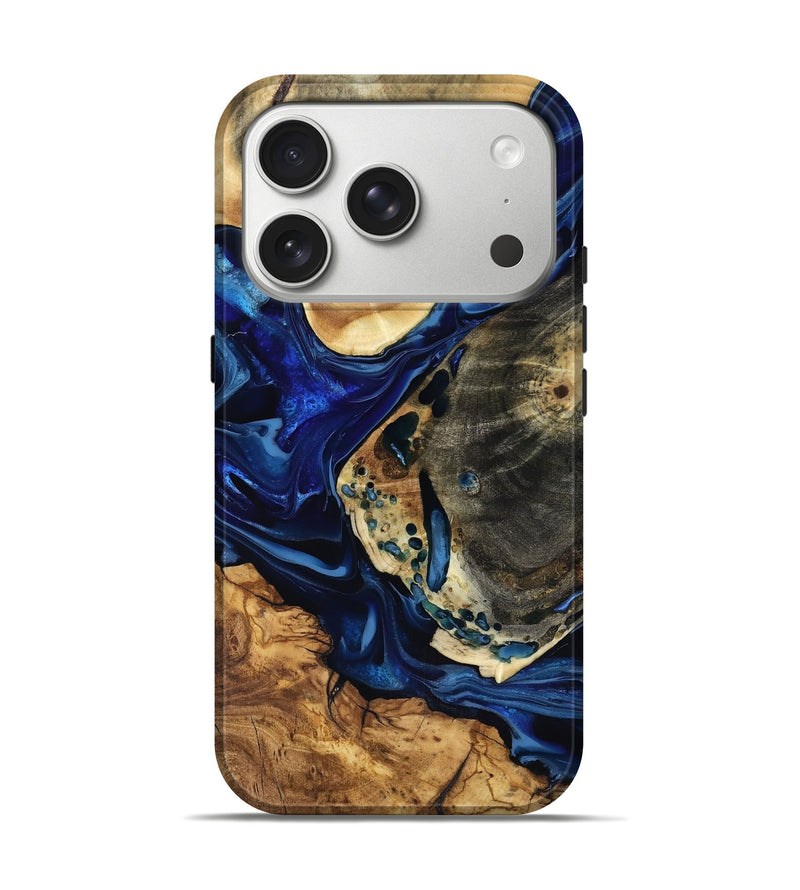 iPhone 17 Pro Wood Live Edge Phone Case - Odis (Blue, 816574)