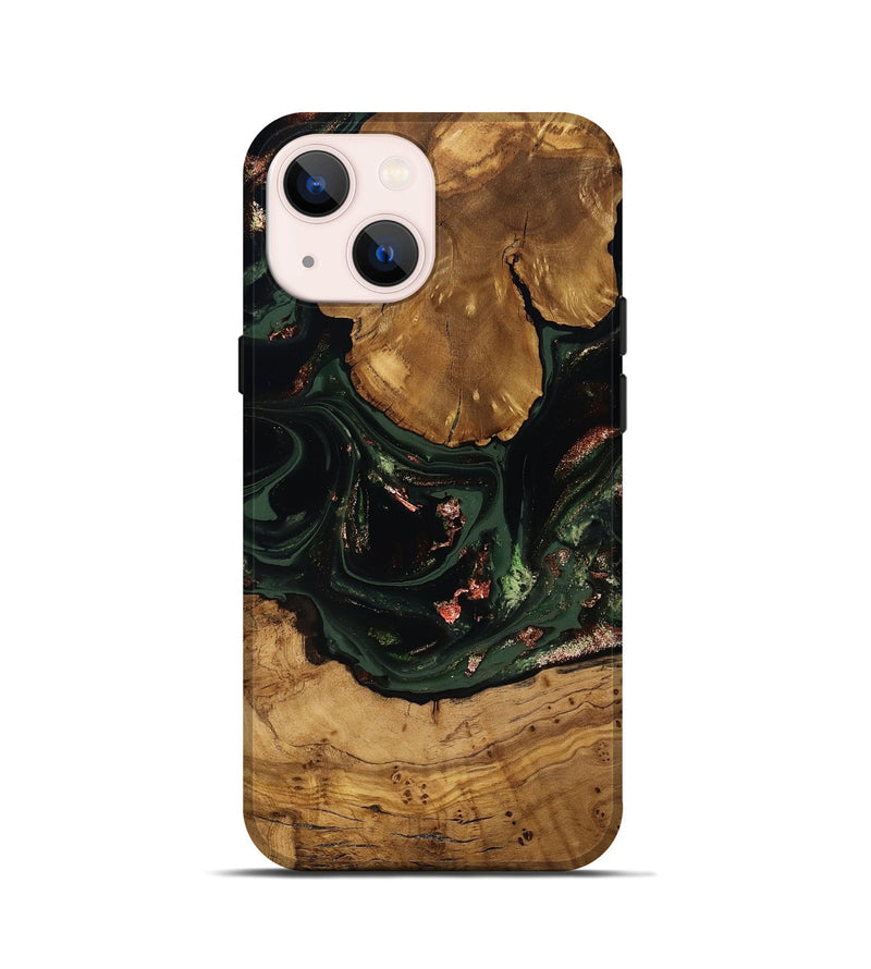 iPhone 13 mini Wood Live Edge Phone Case - Elijah (Green, 816578)