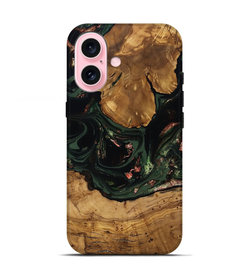 iPhone 17 Wood Live Edge Phone Case - Elijah (Green, 816578)