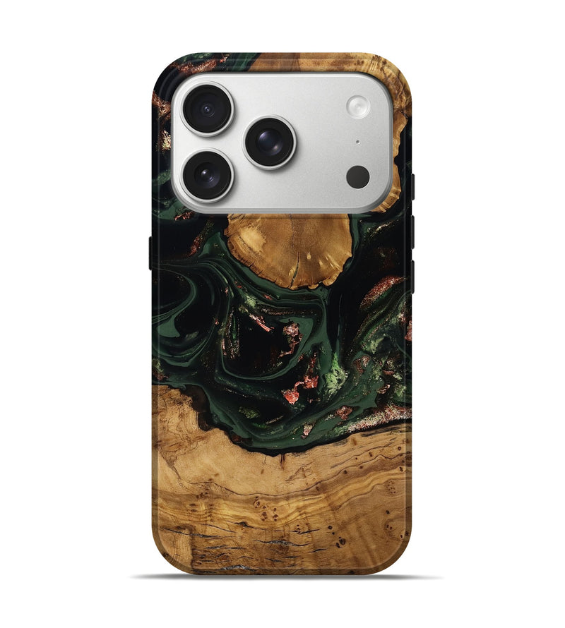 iPhone 17 Pro Wood Live Edge Phone Case - Elijah (Green, 816578)