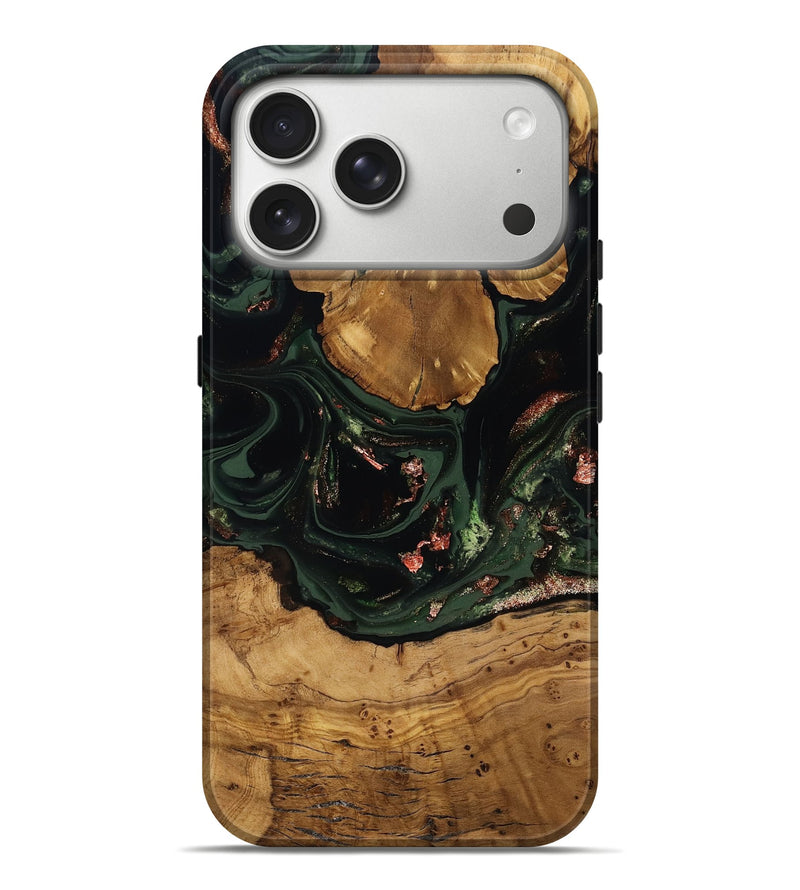 iPhone 17 Pro Max Wood Live Edge Phone Case - Elijah (Green, 816578)