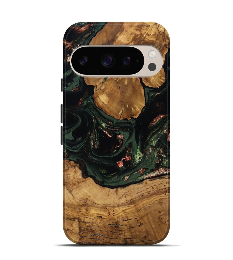Pixel 10 Pro Wood Live Edge Phone Case - Elijah (Green, 816578)