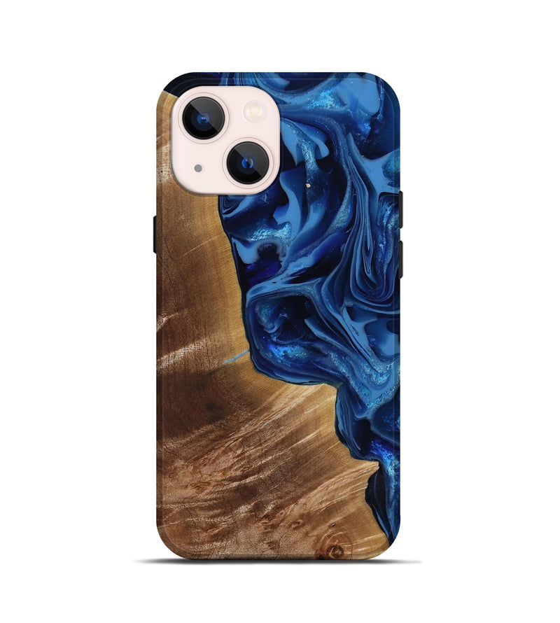 iPhone 13 mini Wood Live Edge Phone Case - Vernie (Blue, 816581)