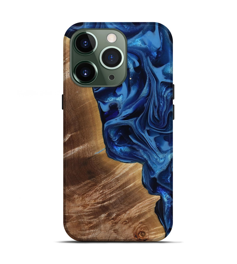 iPhone 13 Pro Wood Live Edge Phone Case - Vernie (Blue, 816581)