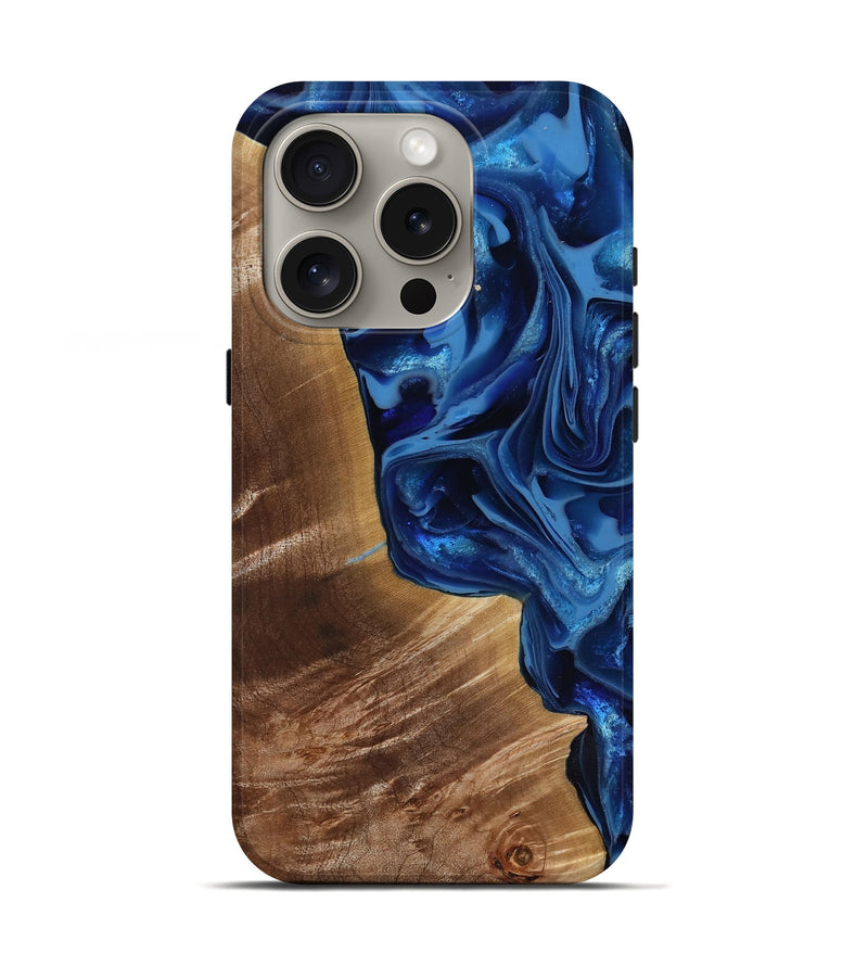iPhone 16 Pro Wood Live Edge Phone Case - Vernie (Blue, 816581)