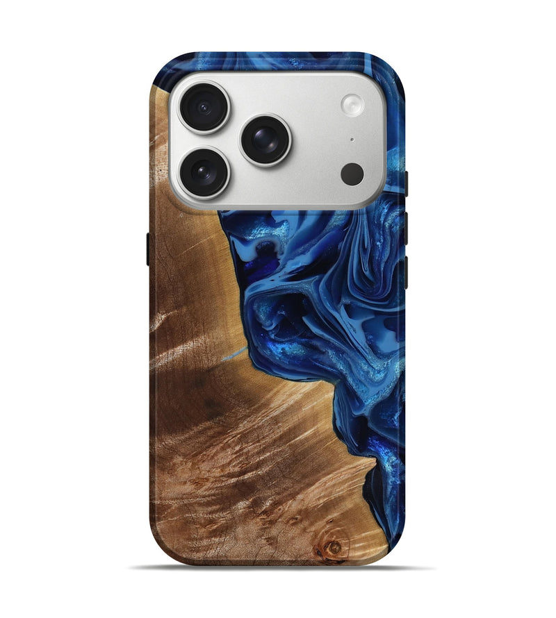 iPhone 17 Pro Wood Live Edge Phone Case - Vernie (Blue, 816581)