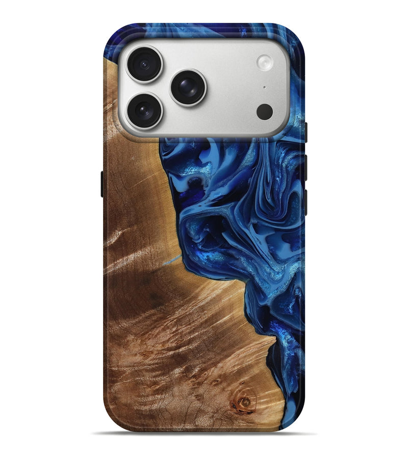 iPhone 17 Pro Max Wood Live Edge Phone Case - Vernie (Blue, 816581)