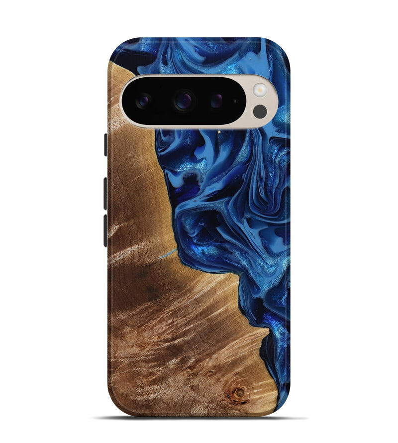 Pixel 9 Wood Live Edge Phone Case - Vernie (Blue, 816581)