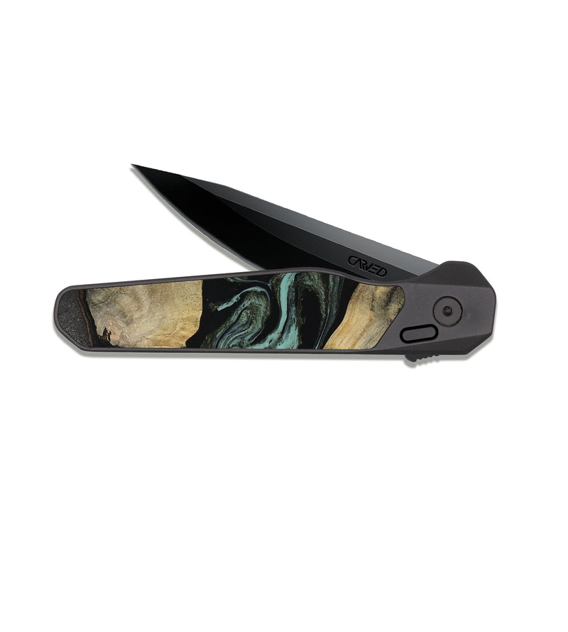 EDC Dark Slate Wood Pocket Knife - Pamala (Green, 816600)