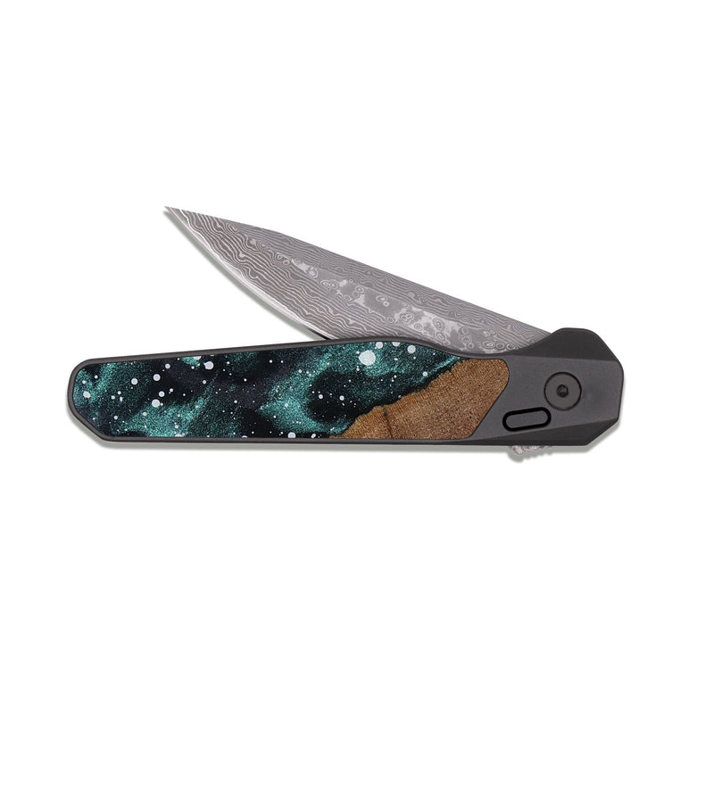 EDC Dark Damascus Wood Pocket Knife - Aaden (Cosmos, 816615)