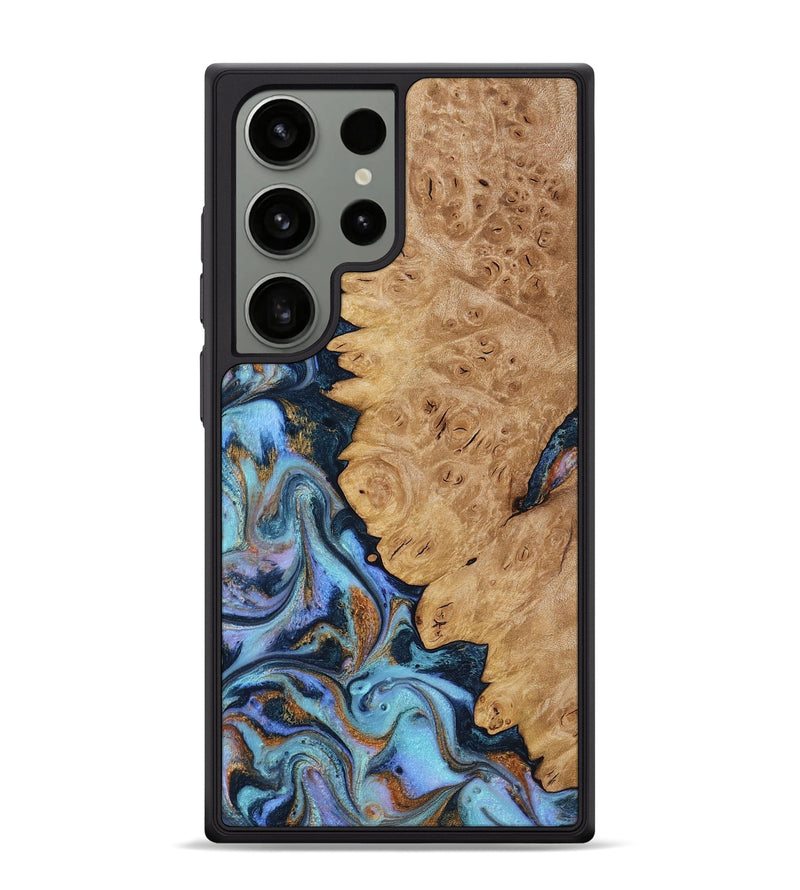 Galaxy S24 Ultra Wood Phone Case - Wilda (Teal & Gold, 816646)