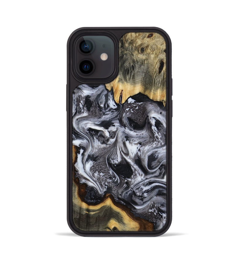 iPhone 12 Wood Phone Case - Cara (Black & White, 816652)