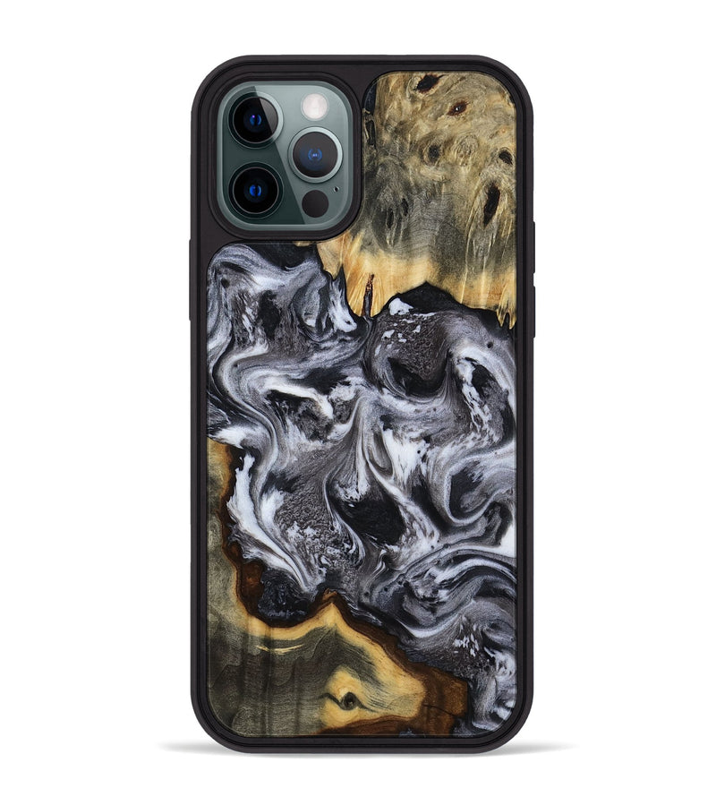 iPhone 12 Pro Max Wood Phone Case - Cara (Black & White, 816652)