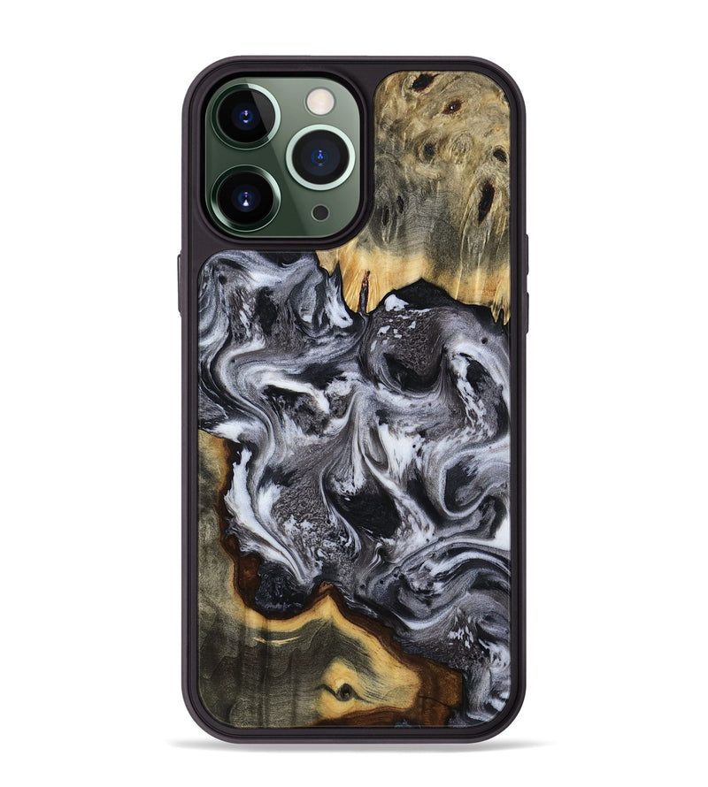 iPhone 13 Pro Max Wood Phone Case - Cara (Black & White, 816652)