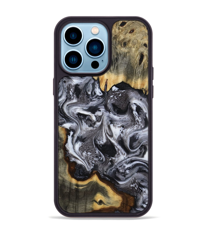iPhone 14 Pro Max Wood Phone Case - Cara (Black & White, 816652)