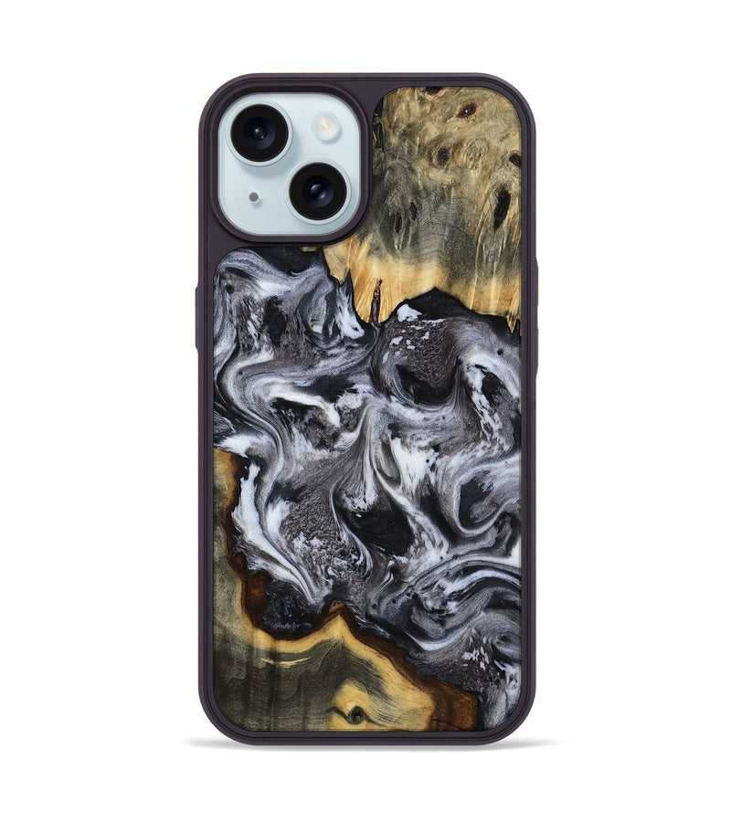 iPhone 15 Wood Phone Case - Cara (Black & White, 816652)