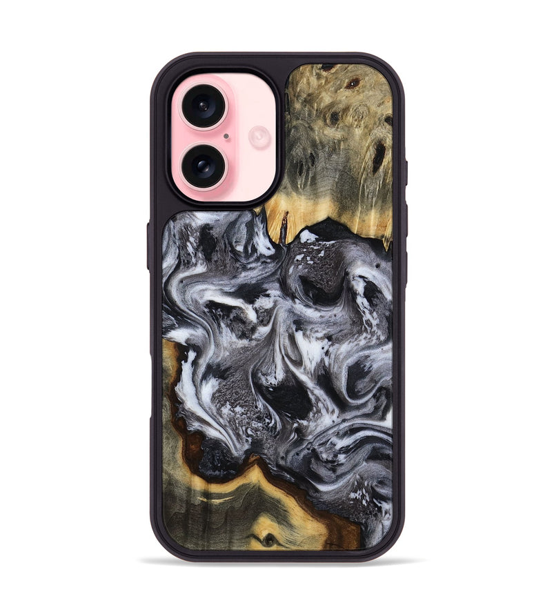 iPhone 16 Wood Phone Case - Cara (Black & White, 816652)