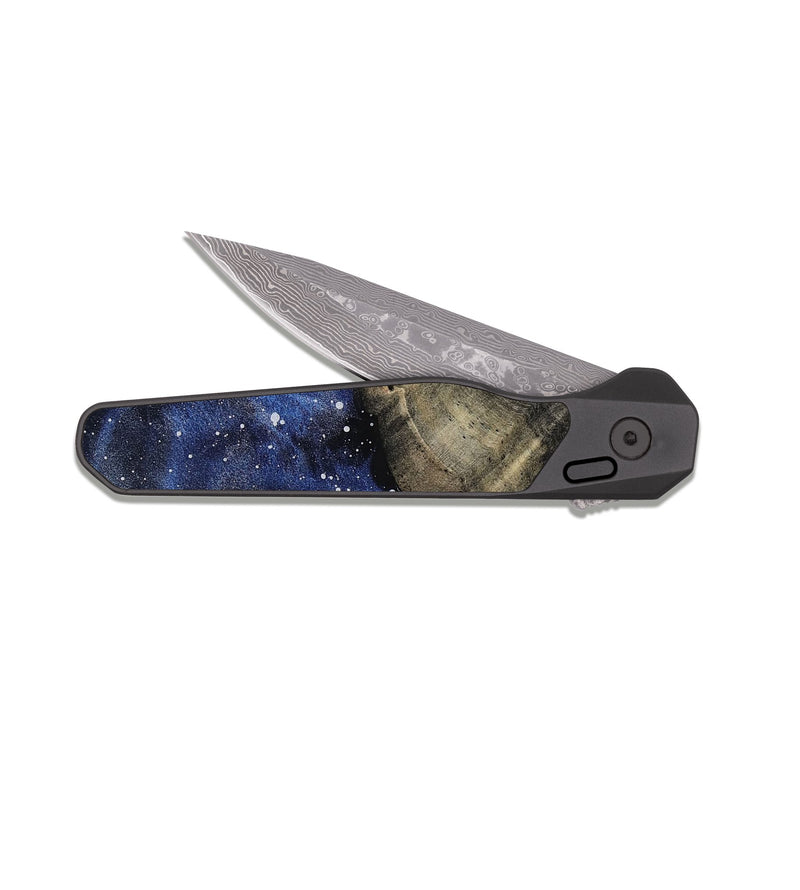EDC Dark Damascus Wood Pocket Knife - Malachi (Cosmos, 816683)