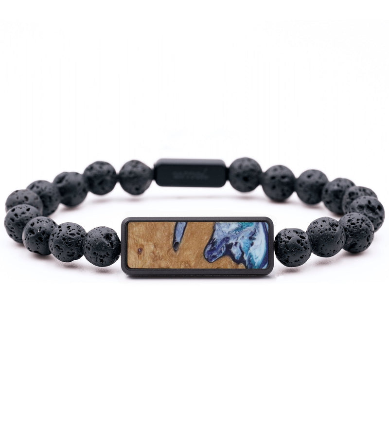 Lava Bead Wood Bracelet - Maureen (Blue, 816741)