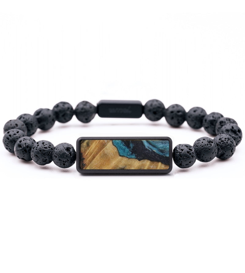 Lava Bead Wood Bracelet - Robyn (Blue, 816743)