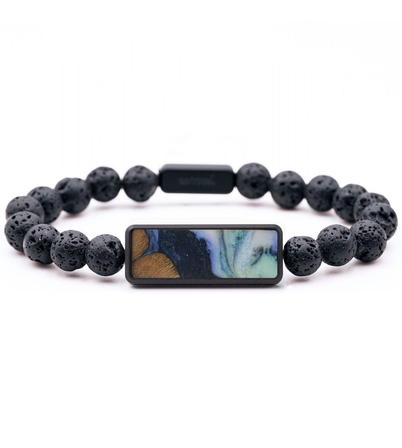 Lava Bead Wood Bracelet - Salvatore (Blue, 816744)